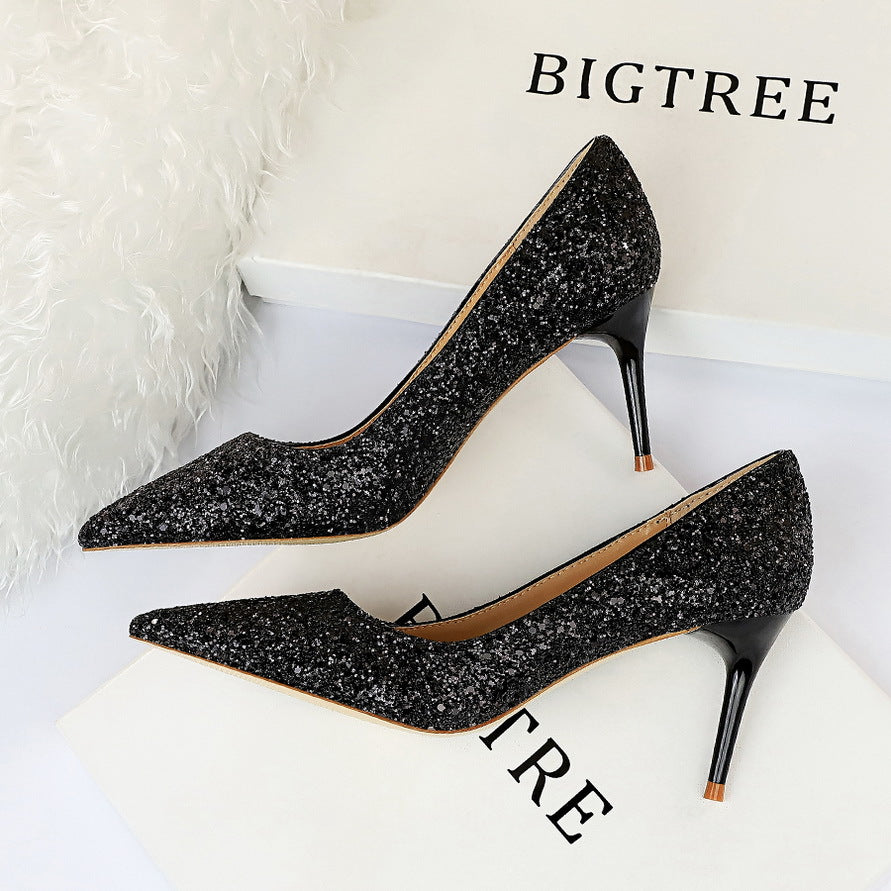 Sexy Nightclubs Thinner High Heels Women Shoes Stiletto Heel Sparkle Sequ Pumps  DestGlow