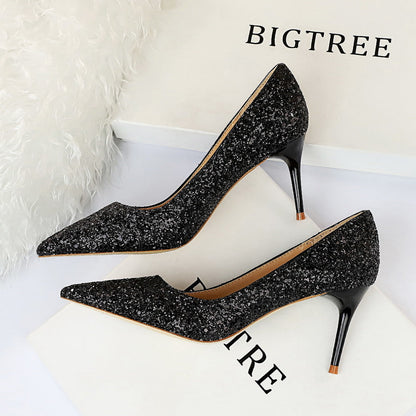 Sexy Nightclubs Thinner High Heels Women Shoes Stiletto Heel Sparkle Sequ Pumps  DestGlow