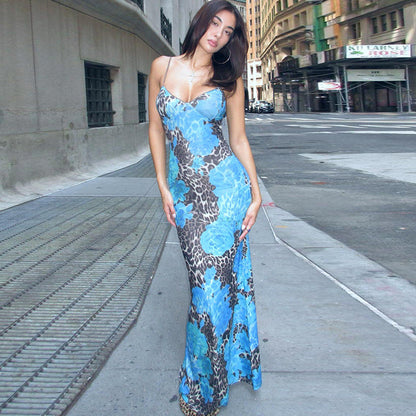 Fall Women Clothing Maxi Dress Street Elegant Slim Print Design Sling Dress Women by Ragazza