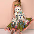 Sexy Women Clothing Cotton Linen Sleeveless Graffiti Printing Sleeveless Swing Dress Amplified craft by Ragazza