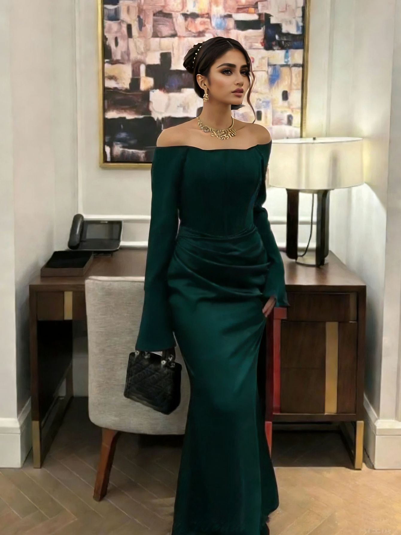 Women Clothing Tube Top Wedding Dress Toast Clothing Light Luxury Engagement Wedding Dinner after Slit Hemline at Hem by Ragazza