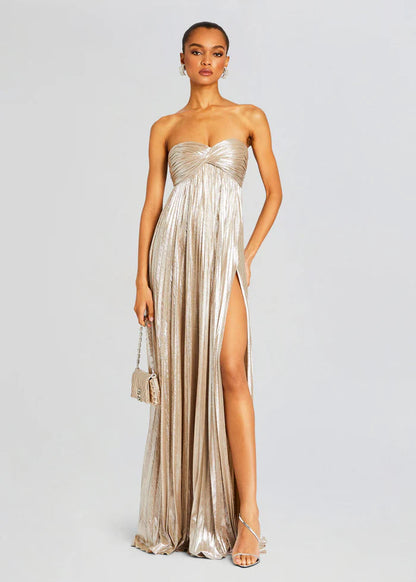 Summer Chest Wrapped Dress Stylish Texture Sexy Slit Women Evening Dresses by Ragazza