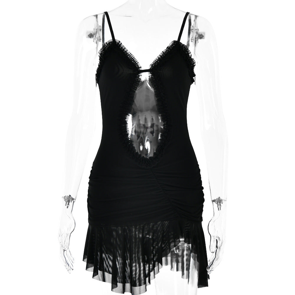 Arrival Backless Dress Sexy Trend Mesh Splicing Sling Cropped Outfit Short Dress for Women by Ragazza