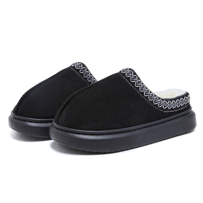 Baotou Fluffy Slippers Autumn Winter Ethnic Cotton Slippers Men Women Couple Warm Rubber Thick-Soled Cotton Slippers  DestGlow