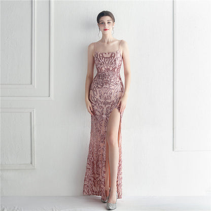 Positioning Floral Sequin Sexy Strap Tube Top Nightclub Dress Dinner Star Evening Dress by Ragazza