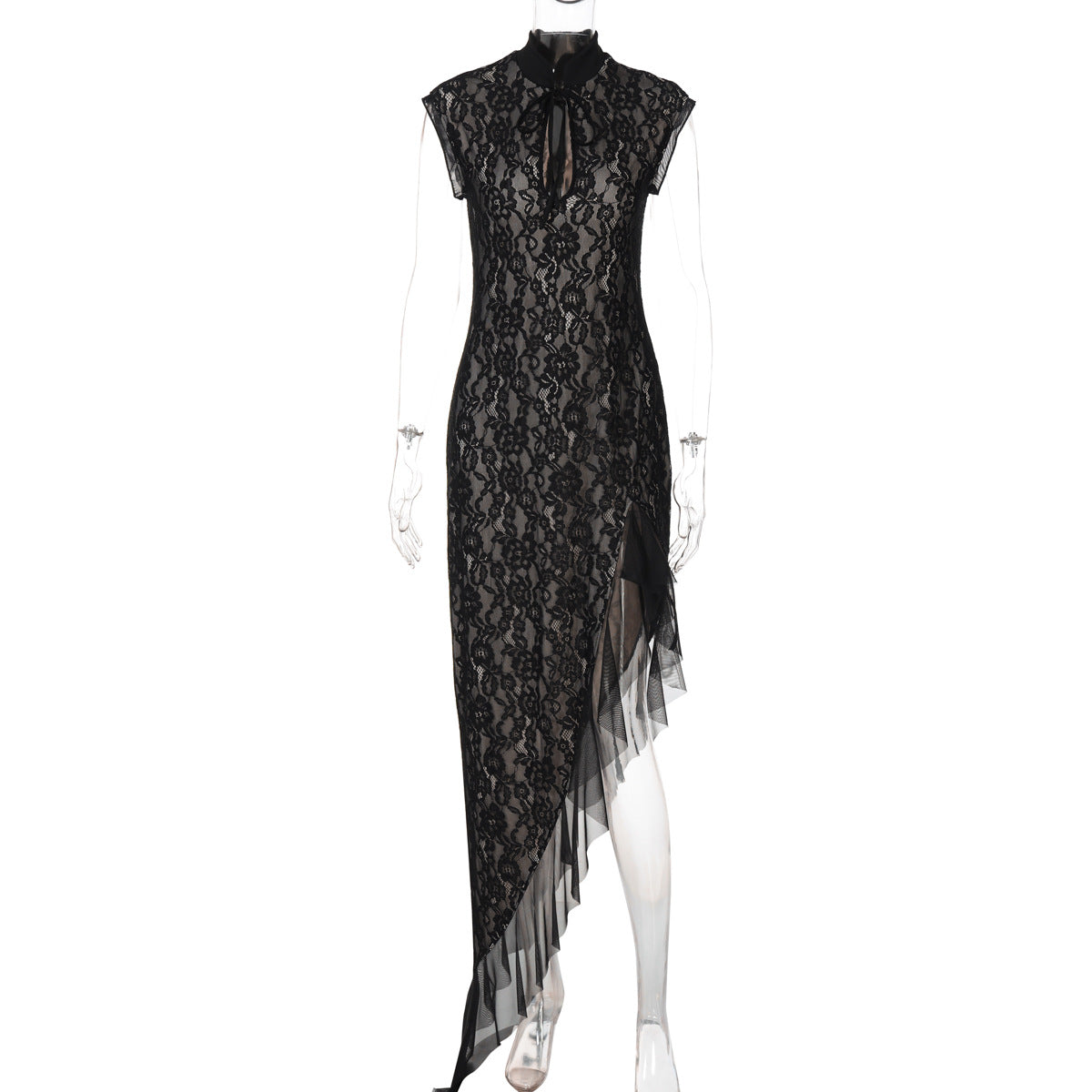 Women Wear Summer Sexy Mesh See through Lace Slim Sleeveless Dress by Ragazza