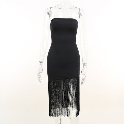 Dress Summer Tassel Sexy Tube Top Split Dress Women by Ragazza
