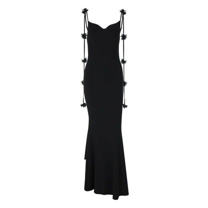 Summer Women Sexy Backless Floral Decoration Formal Dress Sling Dress by Ragazza