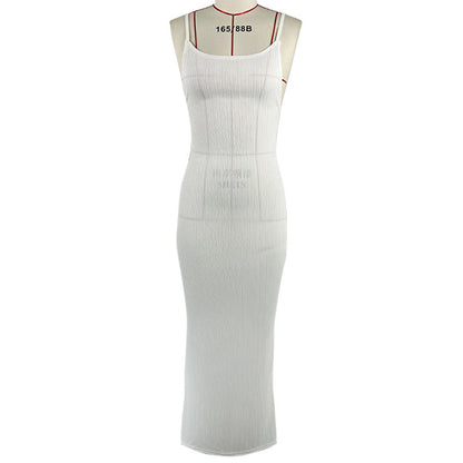 Women Clothing Sunken Stripe Slim Fit Suspender Dress Sexy Big Backless Tied Dress by Ragazza