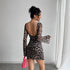 Spring Summer Lady Sexy Leopard Print Backless Flare Sleeve Mesh Dress by Ragazza