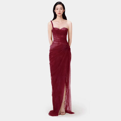 Summer Pure Sexy Lace Solid Color One Shoulder Dress by Ragazza