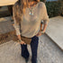 Spring Summer Women Clothing Hollow Out Cutout Loose round Neck Woolen Vacation Top Women by Ragazza