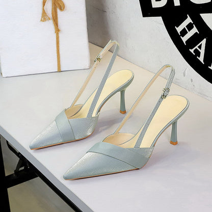 French Satin Ribbon Pointed Toe Ankle Strap Buckle Sexy Party Women Shoes Stiletto High Heel Shoes Women Shoes  DestGlow