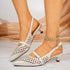 Ankle Strap Buckle Pointed Toe Mid Heel Sandals Women Hollowed Toe Box Back Air Breathable Shoes  DestGlow