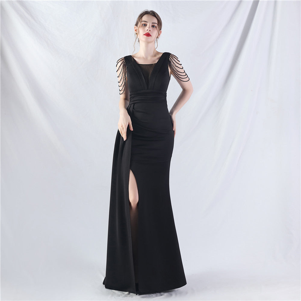 Total Satin Folding Craft Craft Beaded Evening Dress by Ragazza