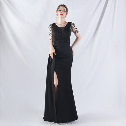 Total Satin Folding Craft Craft Beaded Evening Dress by Ragazza