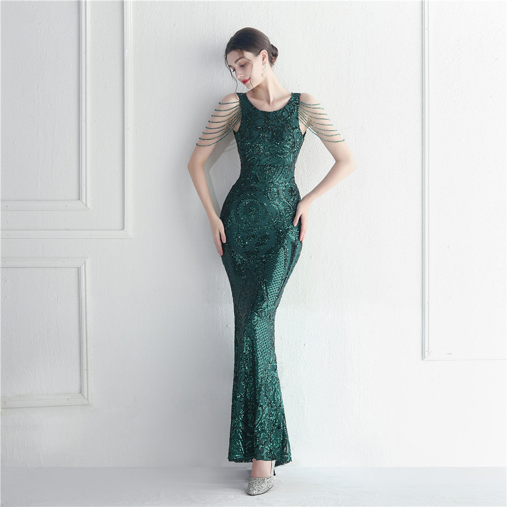 Craft Beaded Positioning Floral Sequin Star Wedding Prom Maxi Dress by Ragazza