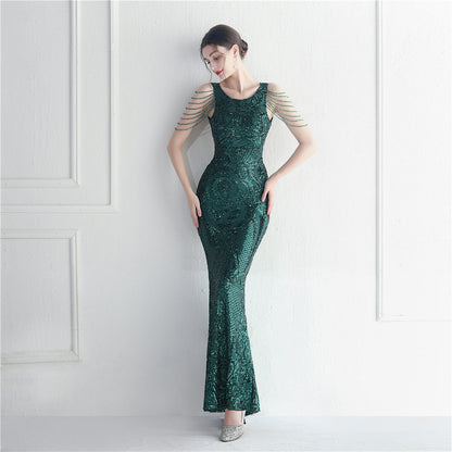 Craft Beaded Positioning Floral Sequin Star Wedding Prom Maxi Dress by Ragazza