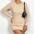 Twist Thread Knitted Dress Women Pullover Round Neck Solid Color Slim Hip Dress Women by Ragazza