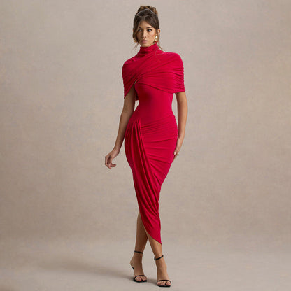Elegant Slim Pleated Dress Sexy Backless Sheath Women Dress by Ragazza