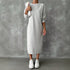Solid Color Long-Sleeved Dress Women Spring Autumn Idle Drop Shoulder Sweater Dress All Matching Base Straight Midi Dress  DestGlow