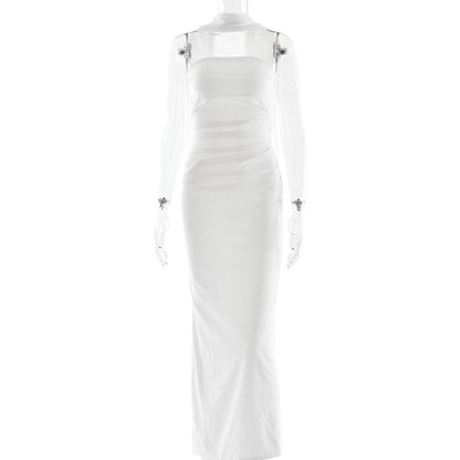 Spring Tube Top Cinched Waist Women Dress Elegant Ribbon Backless Sexy Sheath Dress by Ragazza