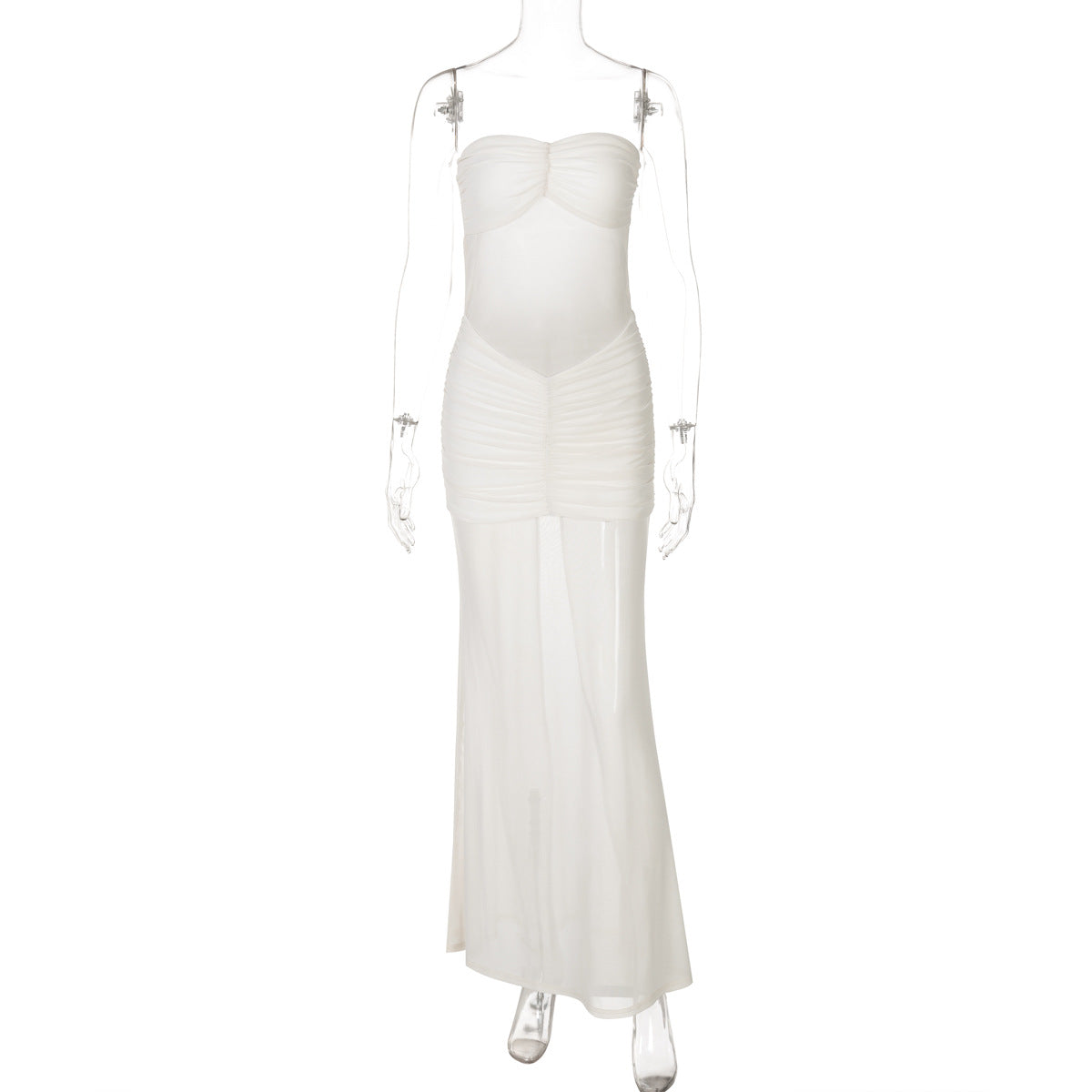 Mesh Stitching Dress Summer Women Sexy off Neck Tube Top Dress by Ragazza