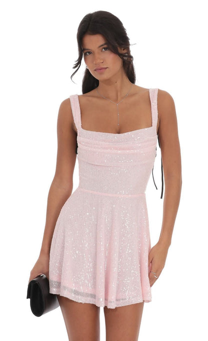 Sexy Sequined Suspender Bow Dress Women  DestGlow