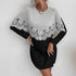 Autumn Casual Dress Loose round Neck Long Sleeve Color Matching Sweater Dress by Ragazza