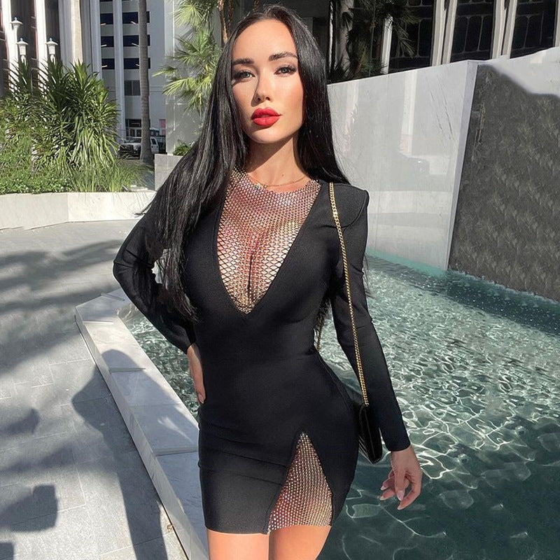 Dress Women Spring Autumn High Grade Small Fashionable Sexy Tight Hip Sexy Night Show Long Sleeve by Ragazza