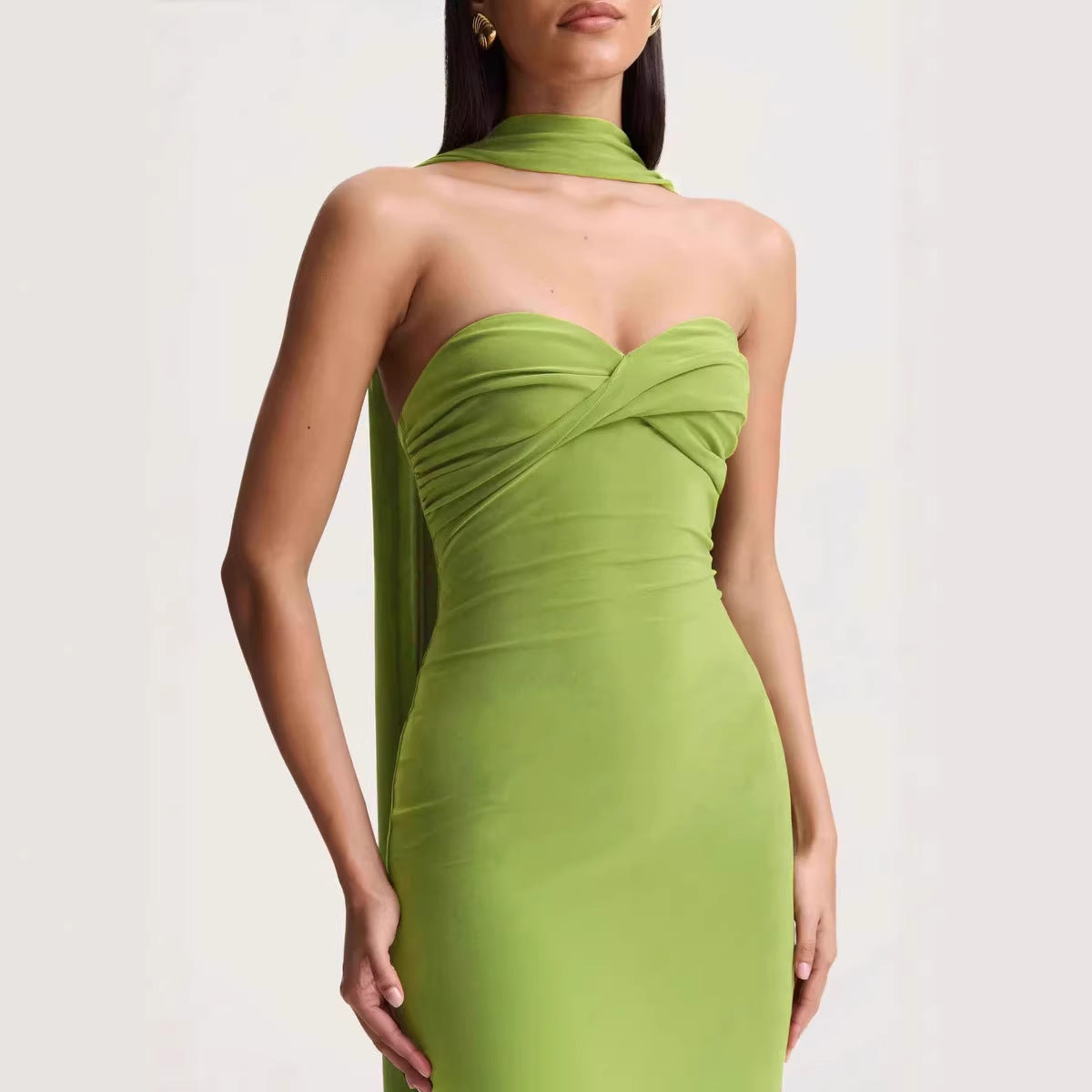 Women Summer Halter Ribbon Twist Woven Wrapped Chest Backless Slim Fit Niche Maxi Dress  DestGlow