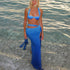 Mesh Lace up Sexy Gradient Bikini Skirt Bikini Three Piece Set by Ragazza