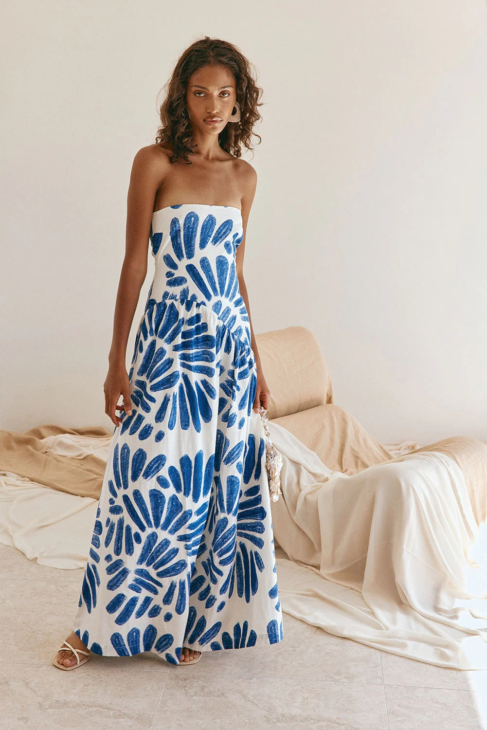 Women Dress Printed Vacation French Wrapped Chest Slim Sexy Maxi Dress  DestGlow