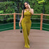 Autumn Winter Women Clothing Cross Halter Solid Color Pleated Waist Tight Slimming Fishtail Dress by Ragazza