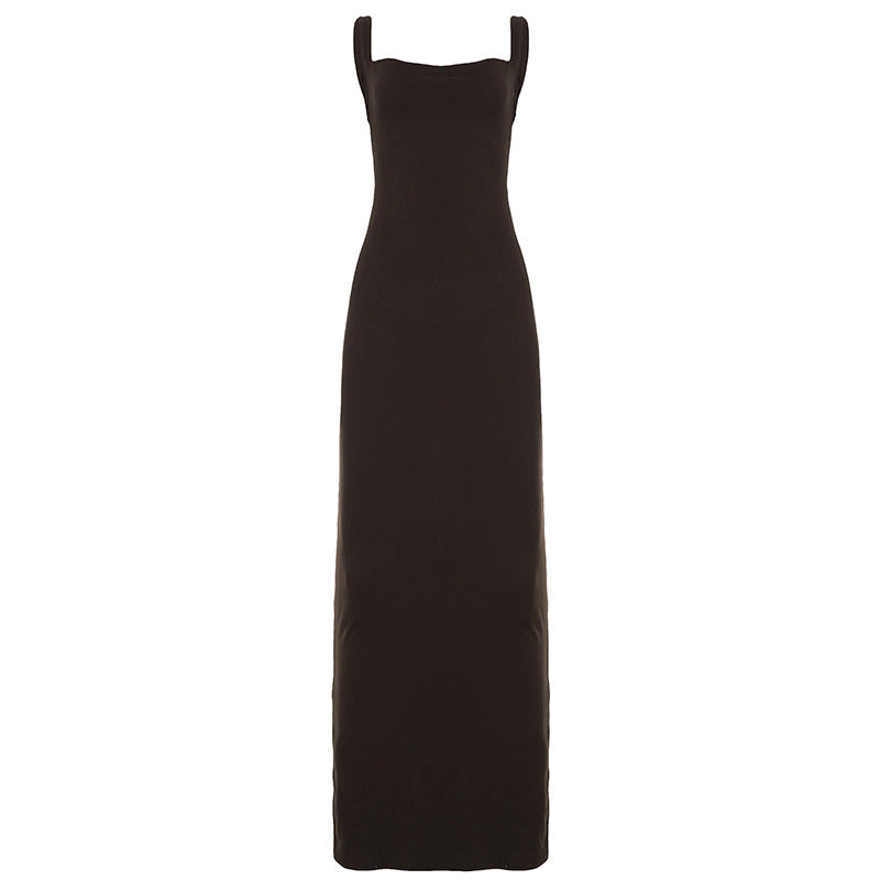 Women Summer Sexy Big Backless Solid Color Basic Dress Sheath Dress by Ragazza
