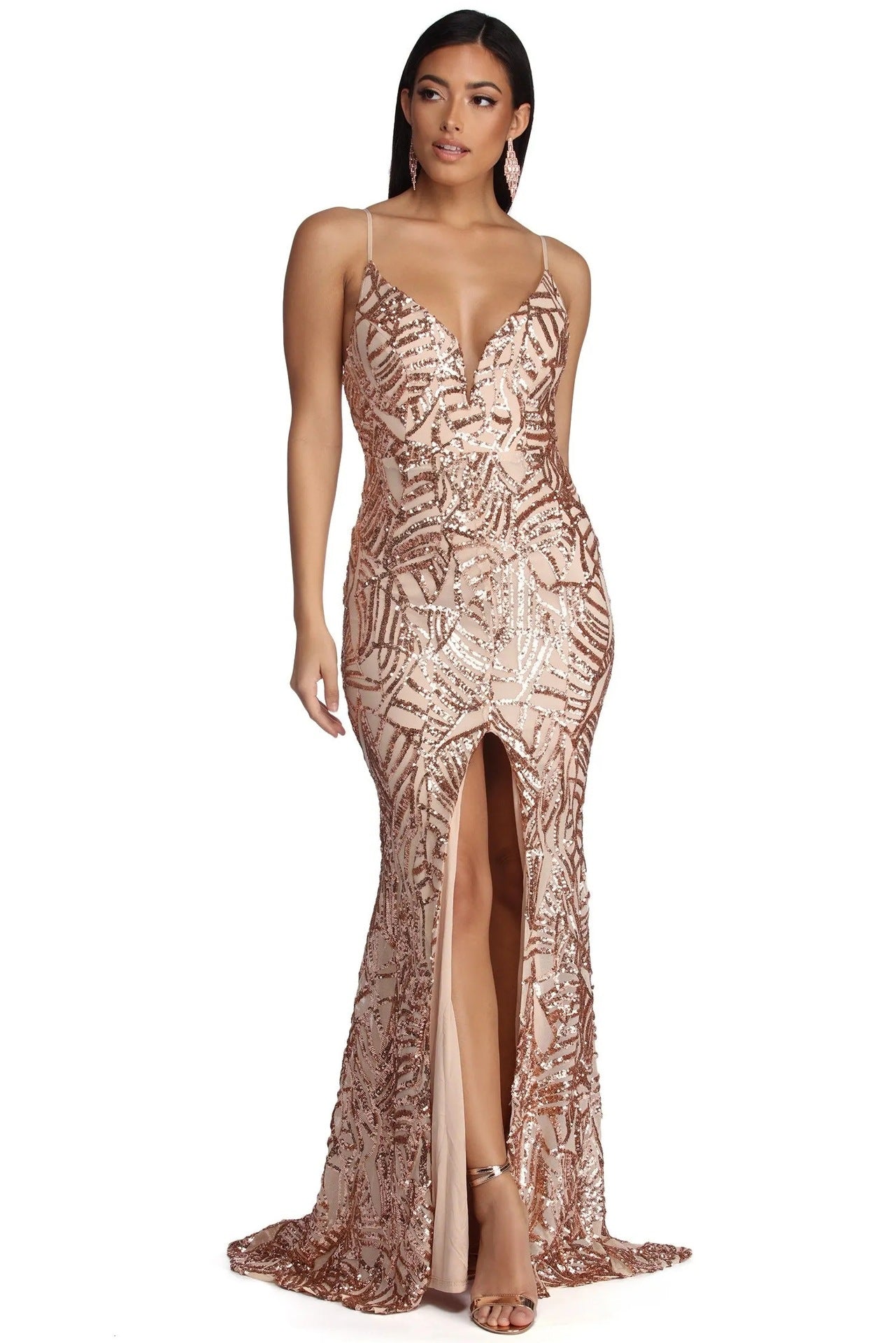 Sequ Dress Summer Geometric Abstract Sequin Sling Evening Dress by Ragazza