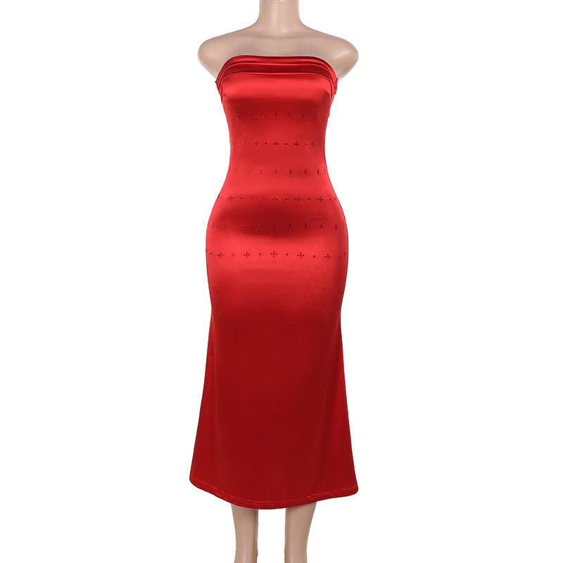 Fall Type Hip Socialite Elegant Sexy Slim Fit Dress Tube Top Dress Women by Ragazza