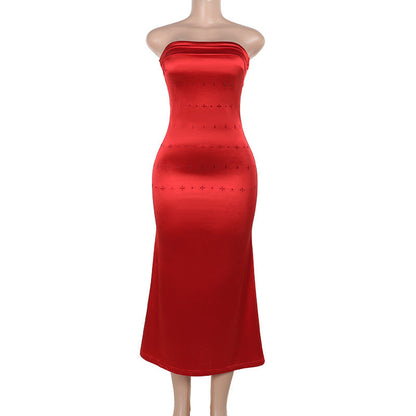 Fall Type Hip Socialite Elegant Sexy Slim Fit Dress Tube Top Dress Women by Ragazza