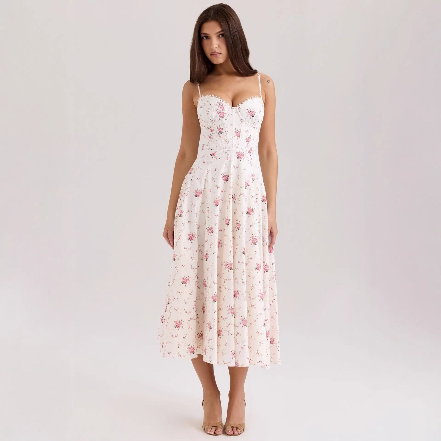 Elegant Gentle Slim Floral Strap Fairy Dress Women by Ragazza
