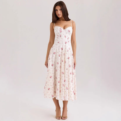 Elegant Gentle Slim Floral Strap Fairy Dress Women by Ragazza