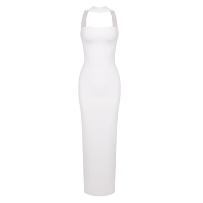 Summer Women Clothing Side Slit Bandage Elastic Long Tube Top Tight Halter Dress by Ragazza