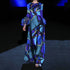 Blue Color Mid Waist Hepburn Office Maxi Dress Printing Dress by Ragazza