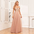Off The Shoulder Sling Double V neck Sequ Embroidery Stitching Party Dress Elegant A Swing Tulle Dress by Ragazza