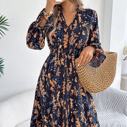 Women Clothing Spring Summer Casual Floral Flared Sleeve Waist A line Dress by Ragazza