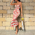 Retro French Romantic Seaside Vacation Lace up Waist Floral Wrapped Chest Slim Fit Long Cami Dress by Ragazza