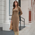 Retro Hong Kong Square Neck Cinched Slimming Dress Office Minimalist Straight Split Midi Dress by Ragazza