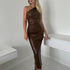 Women Clothing Tight Wrapped Chest Shoulder Faux Leather Dress Sexy Nightclub Dress by Ragazza