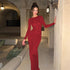 Women Clothing Winter Elegant Slim Twist Fold round Neck Long Sleeved Dress by Ragazza