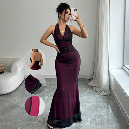Women Clothing Summer Sexy Halter Mesh Sexy Sleeveless Dress by Ragazza