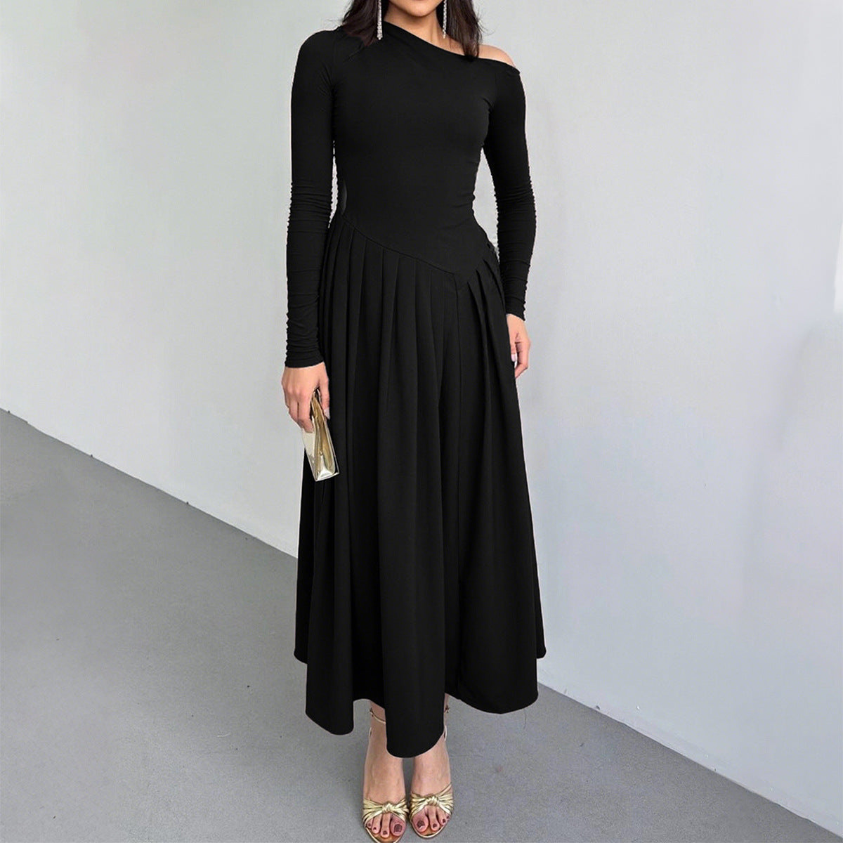 Elegant High Waist Long Sleeves Long Dress Women Clothing Autumn Winter by Ragazza